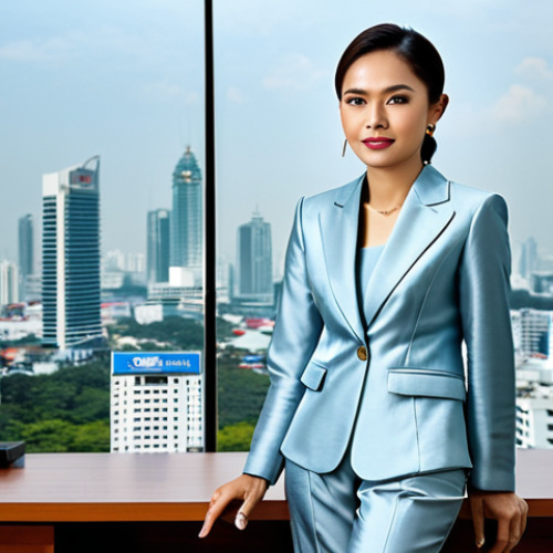 Home 10 **
A professional Thai businesswoman in a modest, elegant silk suit, standing in a modern office overlooking the Bangkok skyline, fully clothed, appropriate attire, safe for work, perfect anatomy, natural proportions, professional photography, high quality, family-friendly. The office features traditional Thai art accents.
**